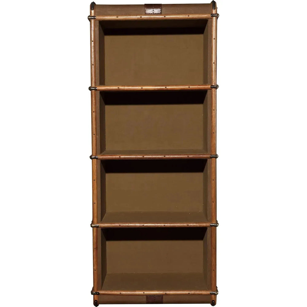 Vintage canvas bookshelf richards' trunk canvas in white background.