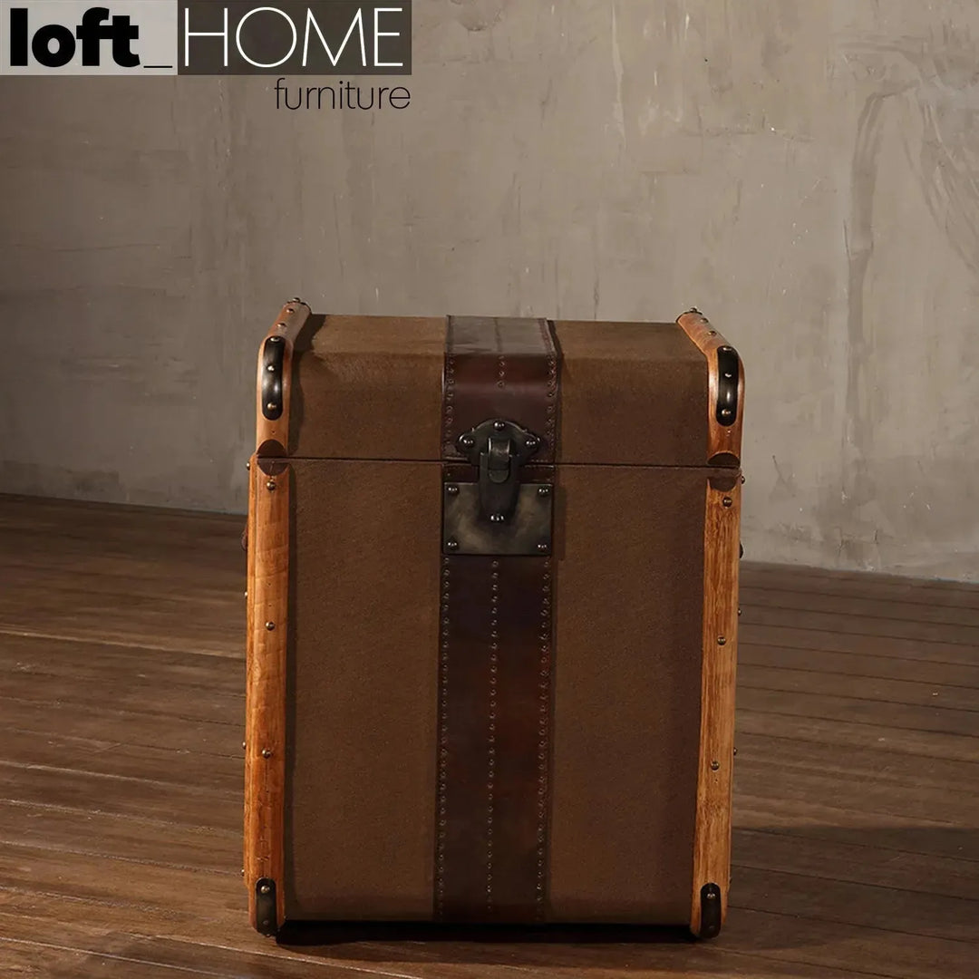 Vintage canvas side table storage box richards' trunk s in real life style.