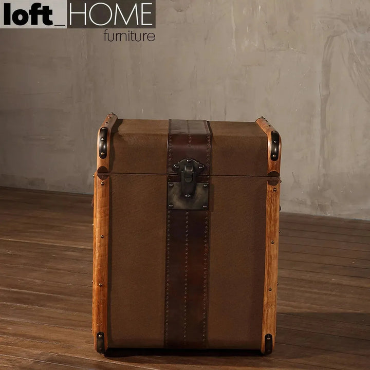 Vintage canvas side table storage box richards' trunk s in real life style.