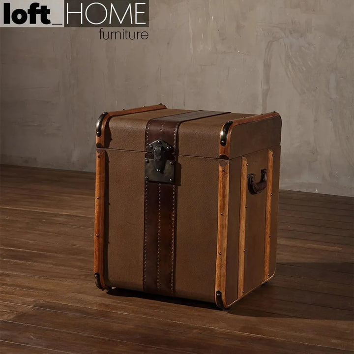 Vintage canvas side table storage box richards' trunk s primary product view.