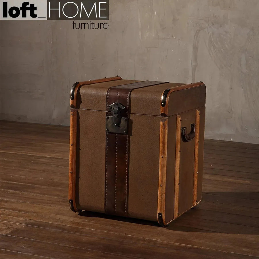 Vintage canvas side table storage box richards' trunk s primary product view.