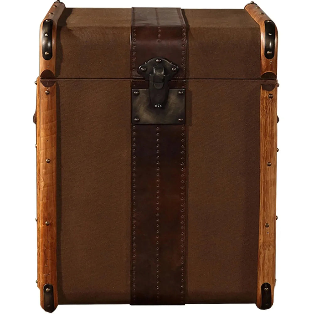 Vintage canvas side table storage box richards' trunk s in white background.