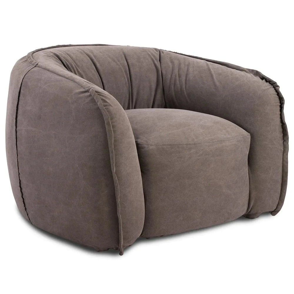 Vintage fabric 1 seater sofa arlo in white background.