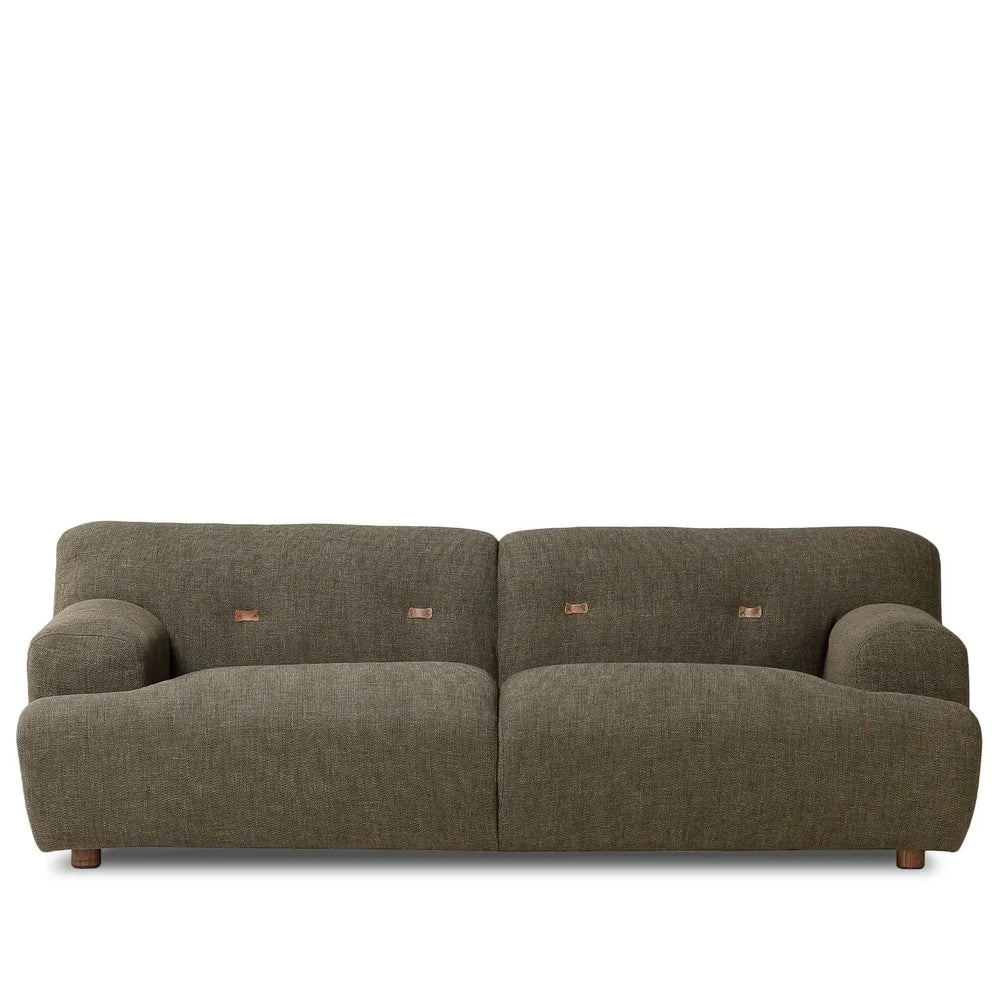 Scandinavian fabric 3 seater sofa akashi in white background.