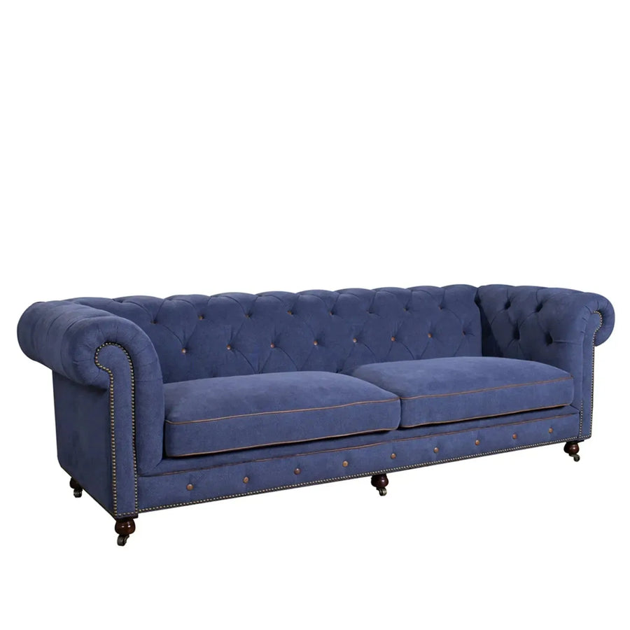 Vintage fabric 3 seater sofa graphite linen primary product view.