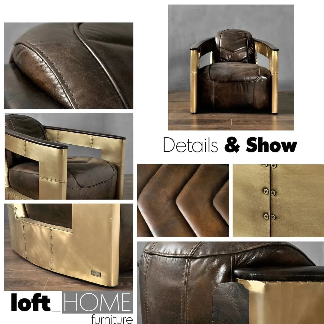 Industrial genuine leather 1 seater sofa aircraft environmental situation.