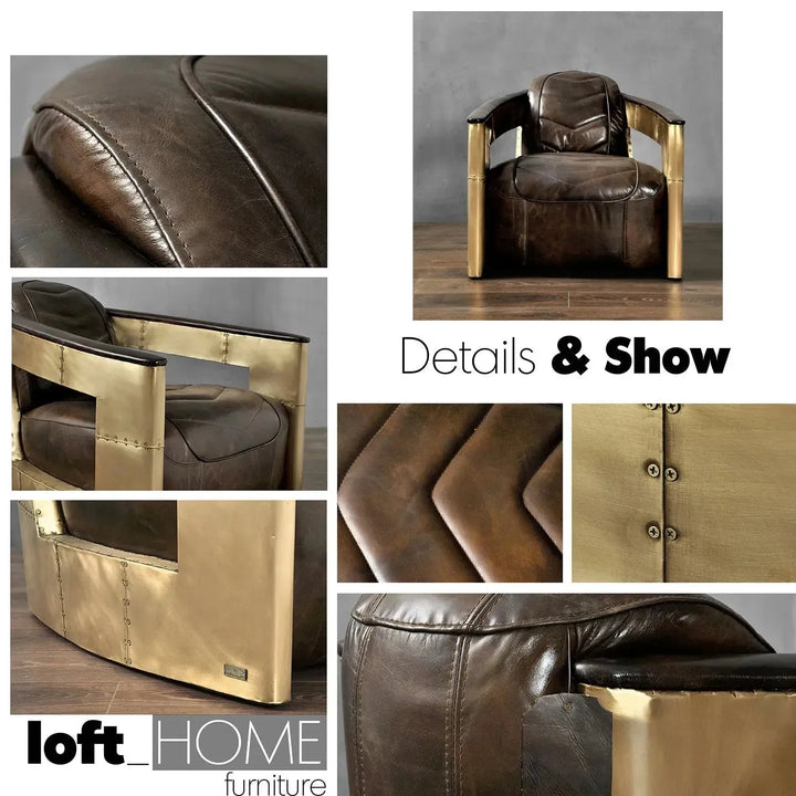 Industrial genuine leather 1 seater sofa aircraft environmental situation.