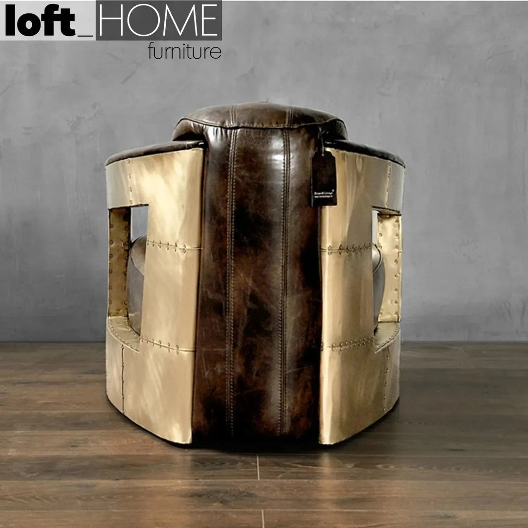 Industrial genuine leather 1 seater sofa aircraft in still life.