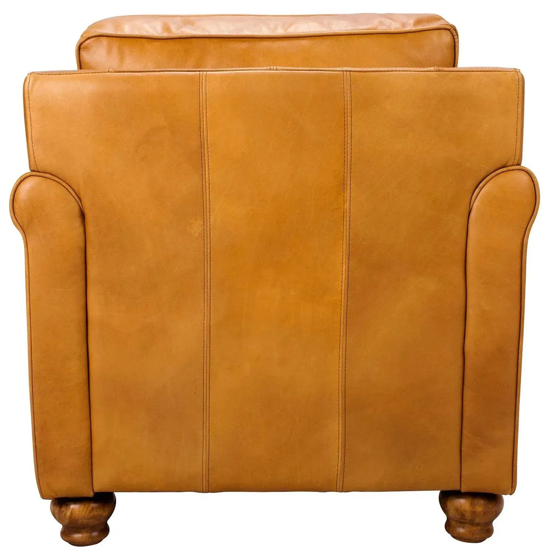 Vintage genuine leather 1 seater sofa barclay in close up details.