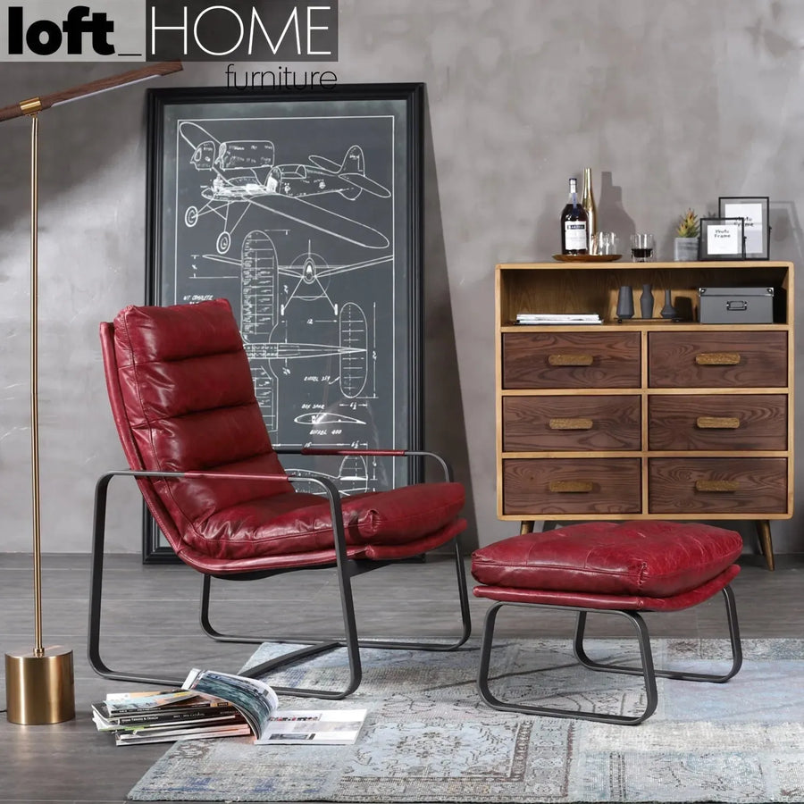 Vintage genuine leather 1 seater sofa bardo primary product view.