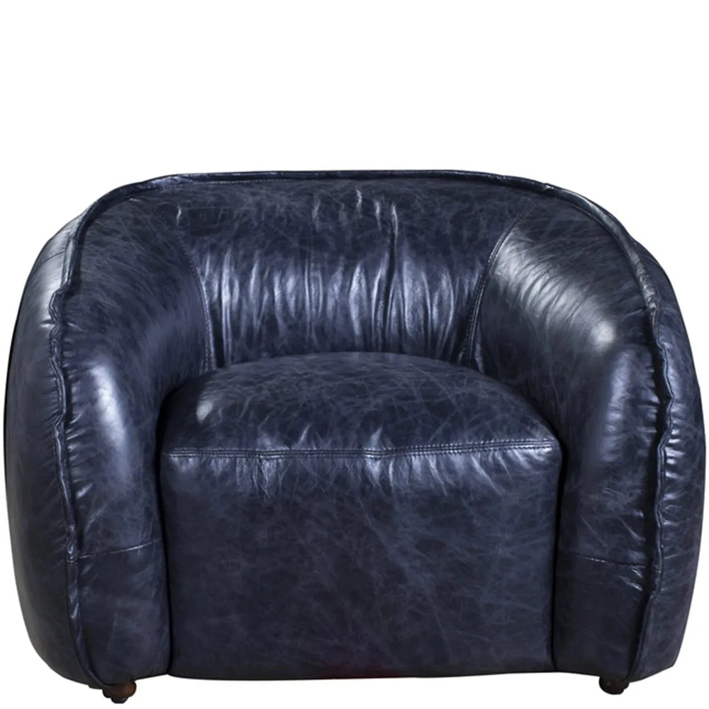 Vintage genuine leather 1 seater sofa bread in white background.