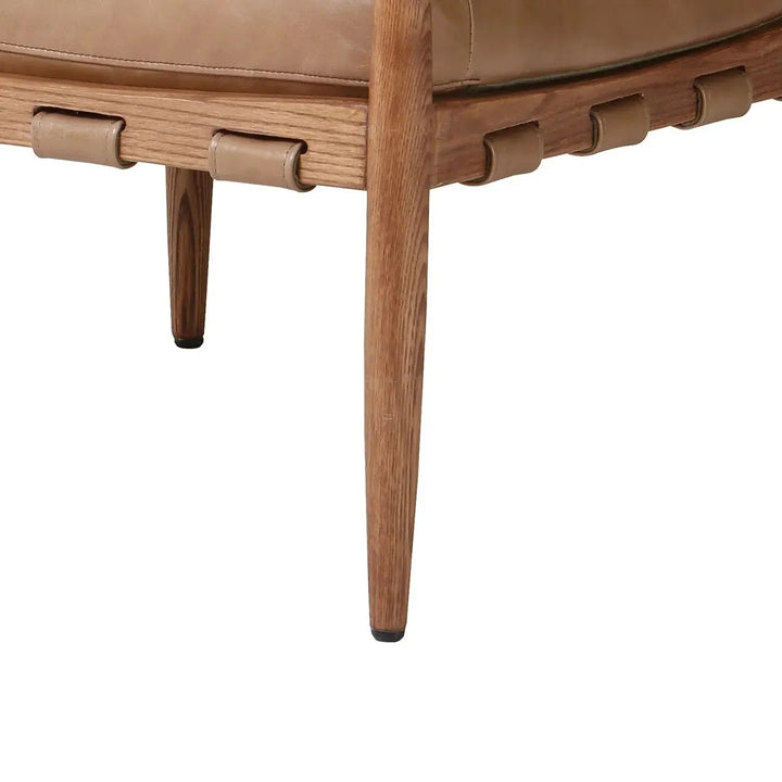 Scandinavian genuine leather 1 seater sofa bucky layered structure.