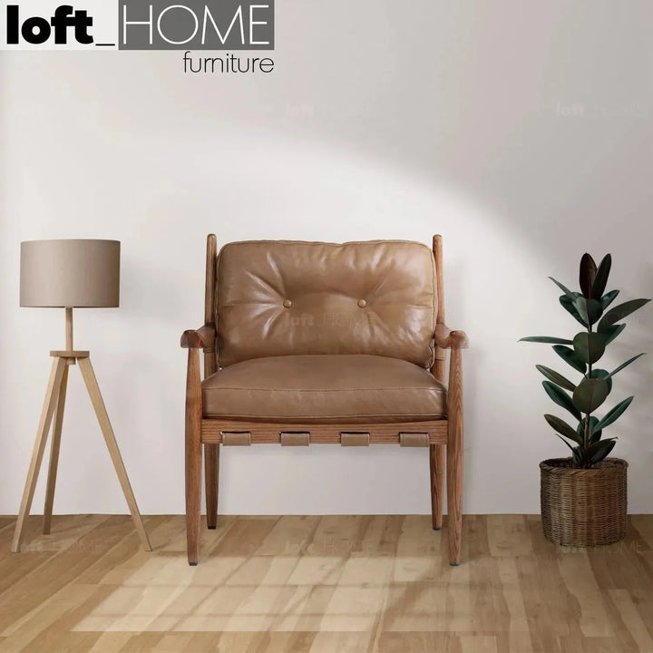 Scandinavian genuine leather 1 seater sofa bucky primary product view.