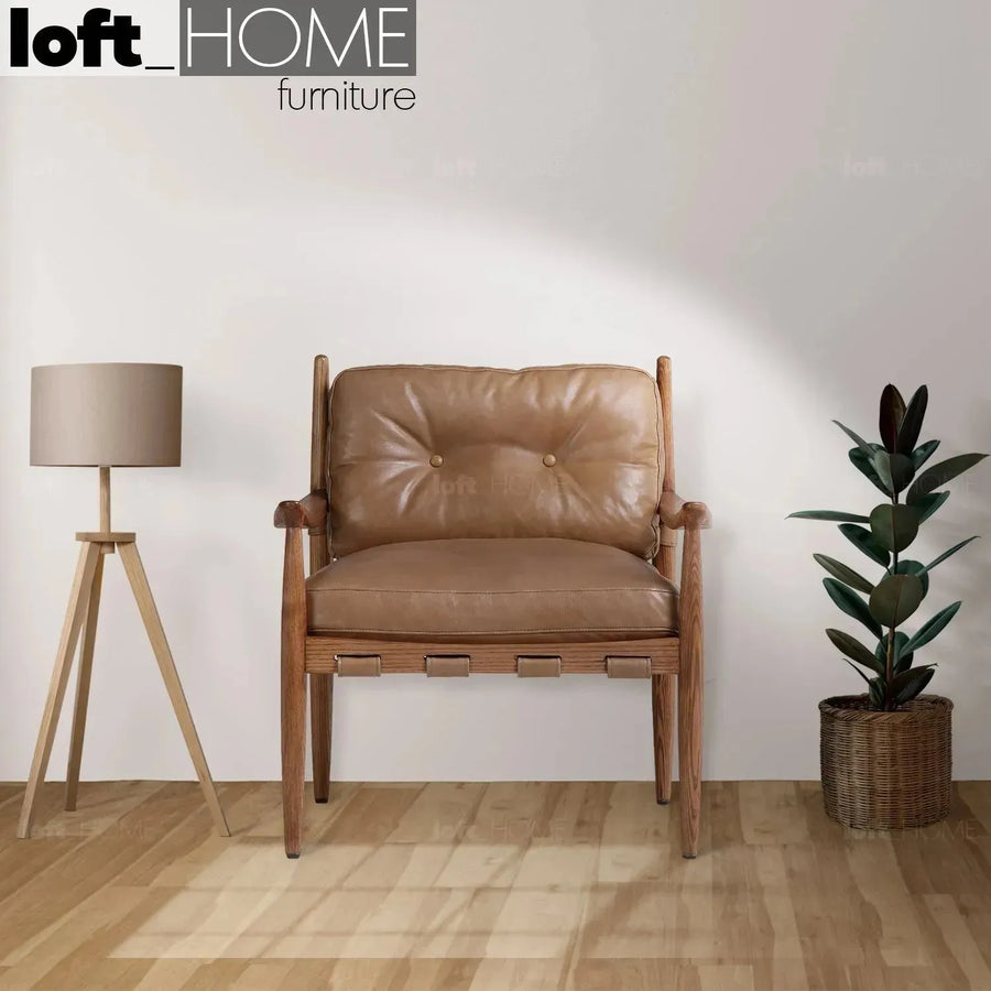 Scandinavian genuine leather 1 seater sofa bucky primary product view.