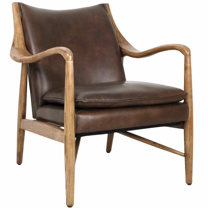 Vintage genuine leather 1 seater sofa cowboy in panoramic view.