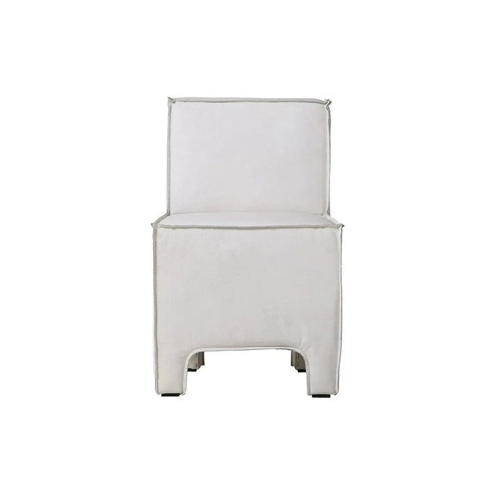 Vintage genuine leather 1 seater sofa cube in close up details.