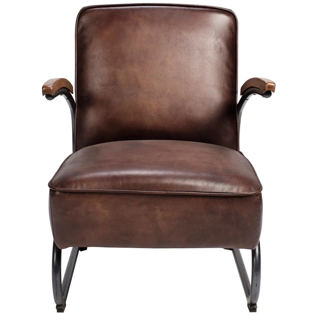 Industrial genuine leather 1 seater sofa dave in white background.