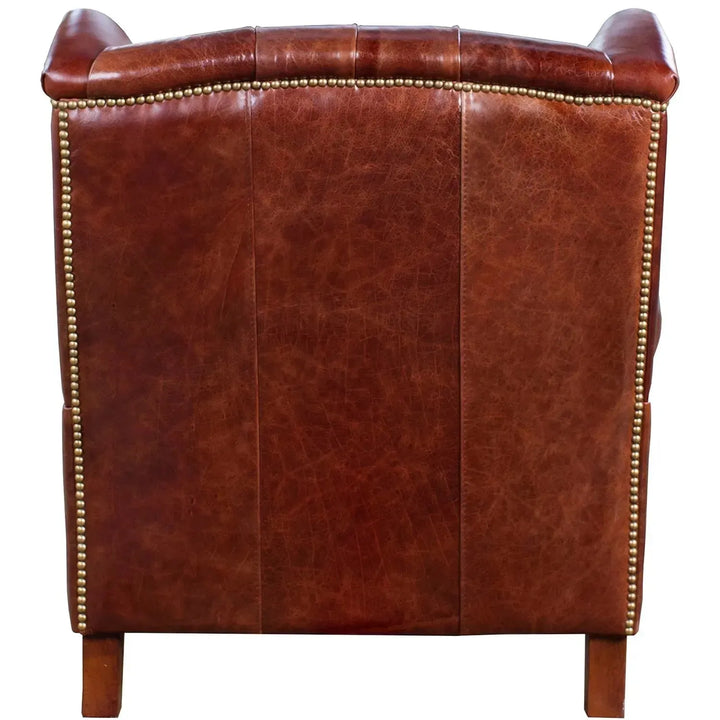 Vintage genuine leather 1 seater sofa franco with context.