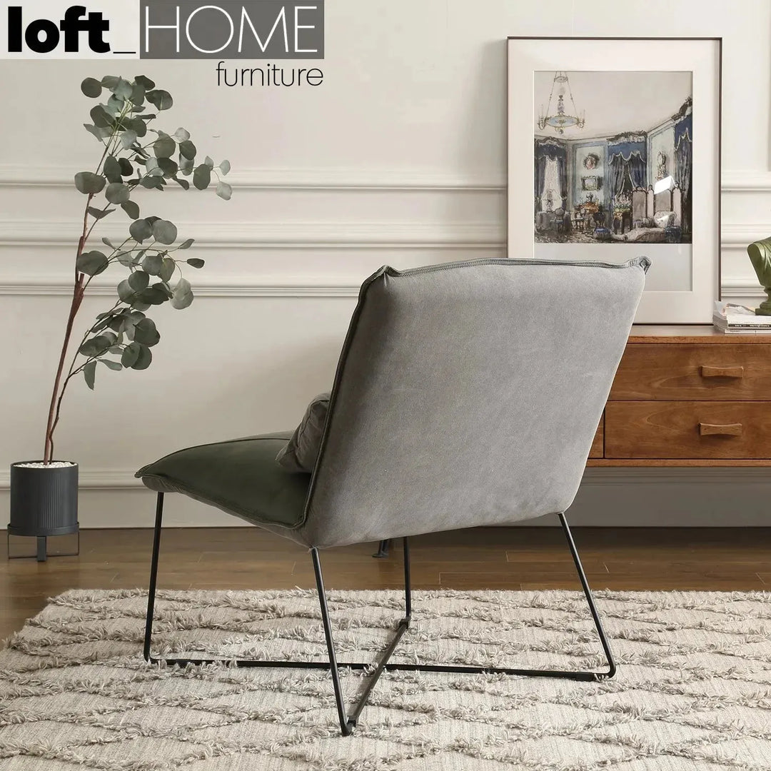 Industrial genuine leather 1 seater sofa franco in panoramic view.