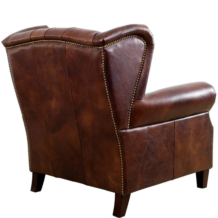 Vintage genuine leather 1 seater sofa franco in real life style.