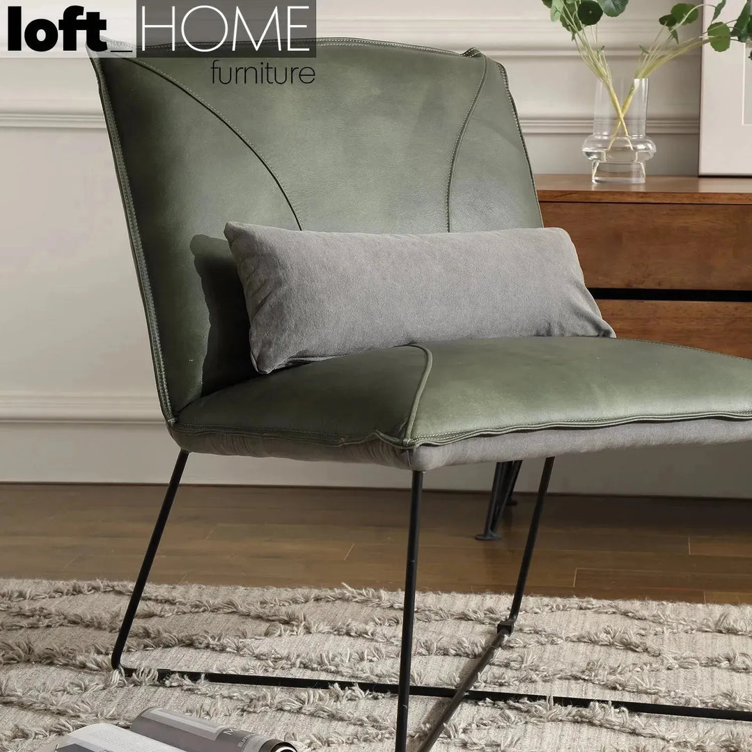 Industrial genuine leather 1 seater sofa franco in real life style.