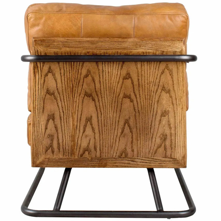 Industrial genuine leather 1 seater sofa grey ash in real life style.