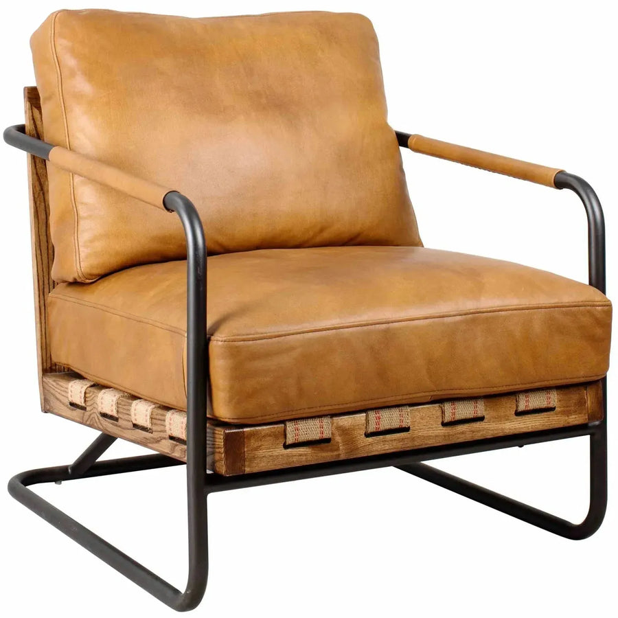 Industrial genuine leather 1 seater sofa grey ash primary product view.