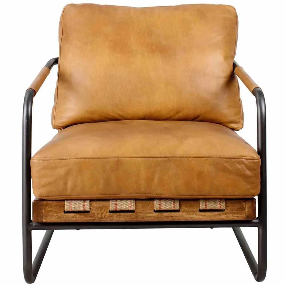 Industrial genuine leather 1 seater sofa grey ash in white background.