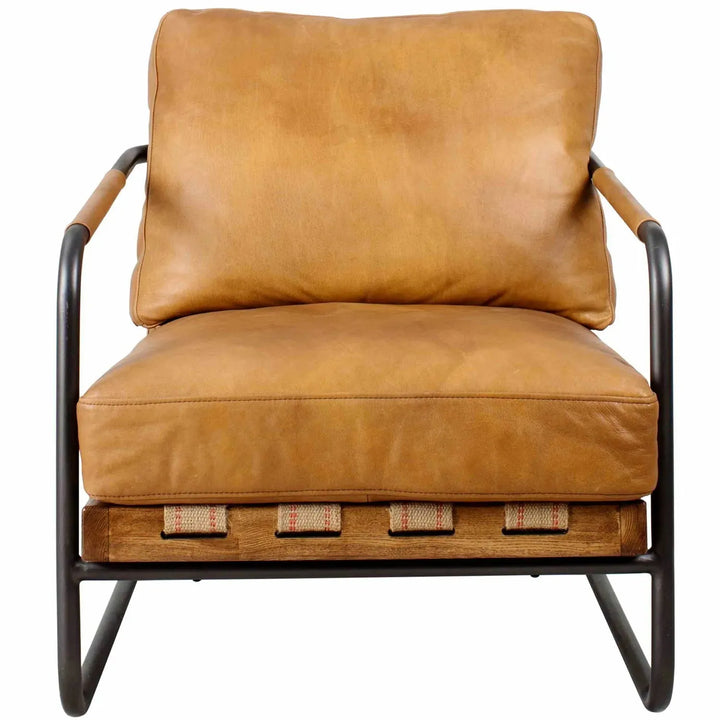 Industrial genuine leather 1 seater sofa grey ash in white background.