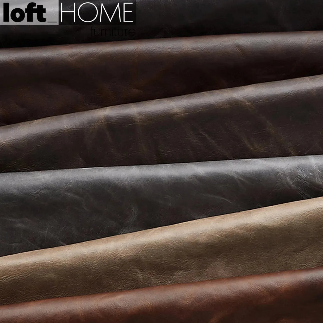 Industrial genuine leather 1 seater sofa hopper material variants.