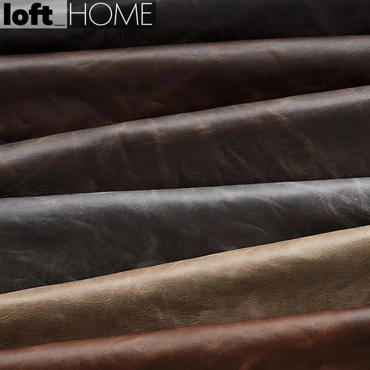 Industrial genuine leather 1 seater sofa hopper material variants.