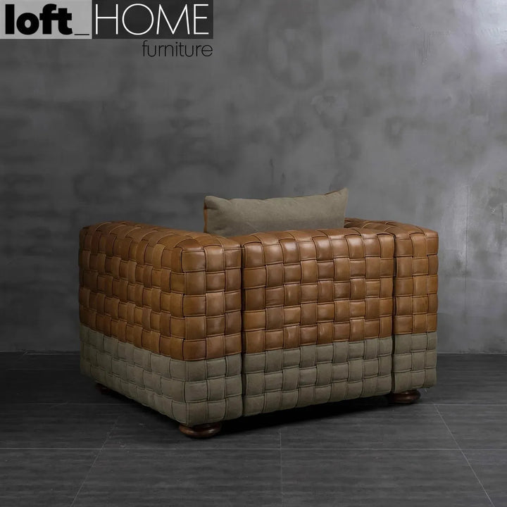 Vintage genuine leather 1 seater sofa martin in real life style.