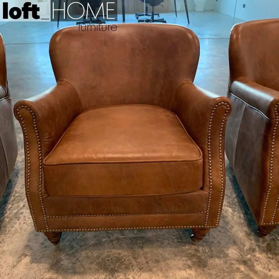Vintage genuine leather 1 seater sofa professor primary product view.