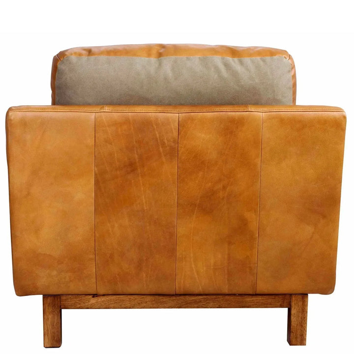 Vintage genuine leather 1 seater sofa rw and nut ter in real life style.