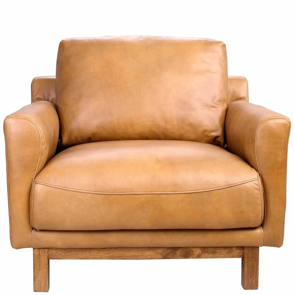 Vintage genuine leather 1 seater sofa rw and nut ter in white background.