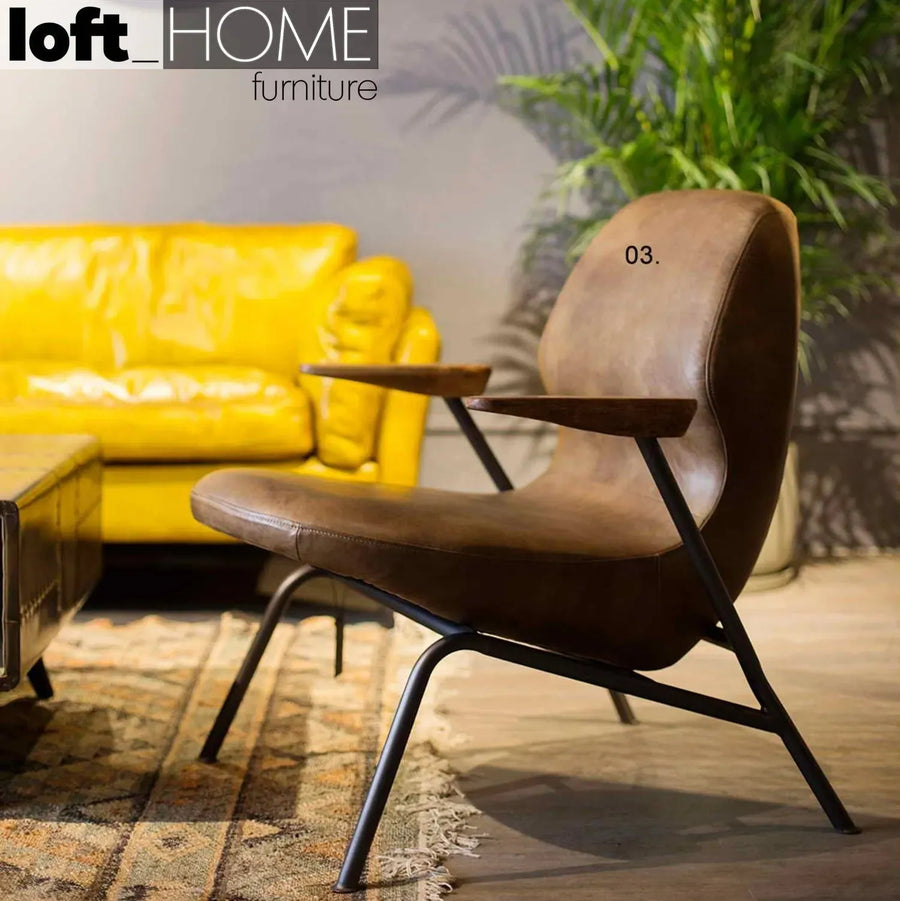 Industrial genuine leather 1 seater sofa sand master primary product view.