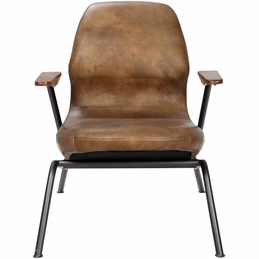 Industrial genuine leather 1 seater sofa sand master in white background.