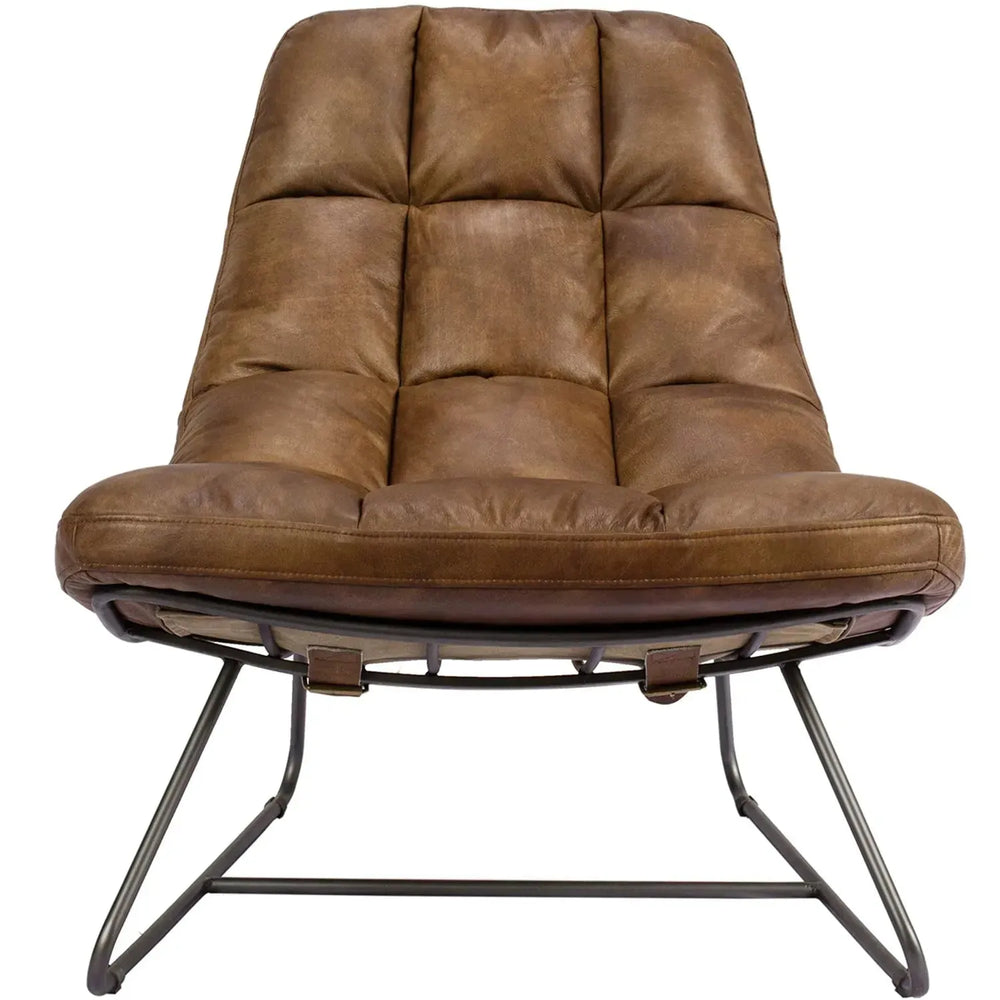 Vintage genuine leather 1 seater sofa sand in white background.
