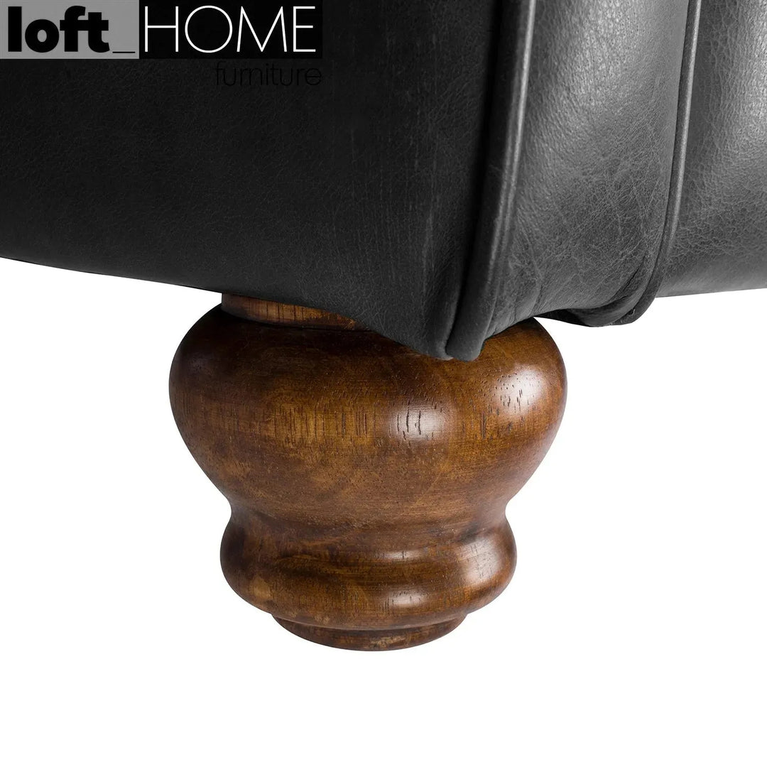 Vintage genuine leather 2 seater sofa barclay in panoramic view.