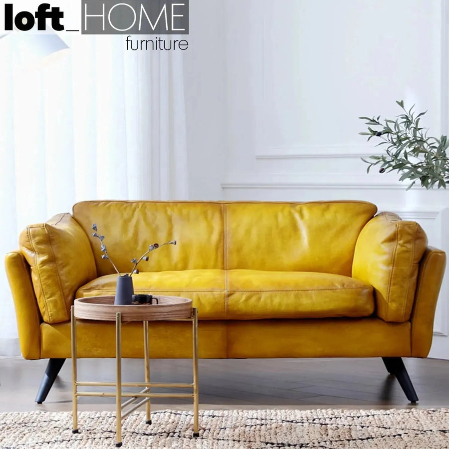 Vintage genuine leather 2 seater sofa magina primary product view.