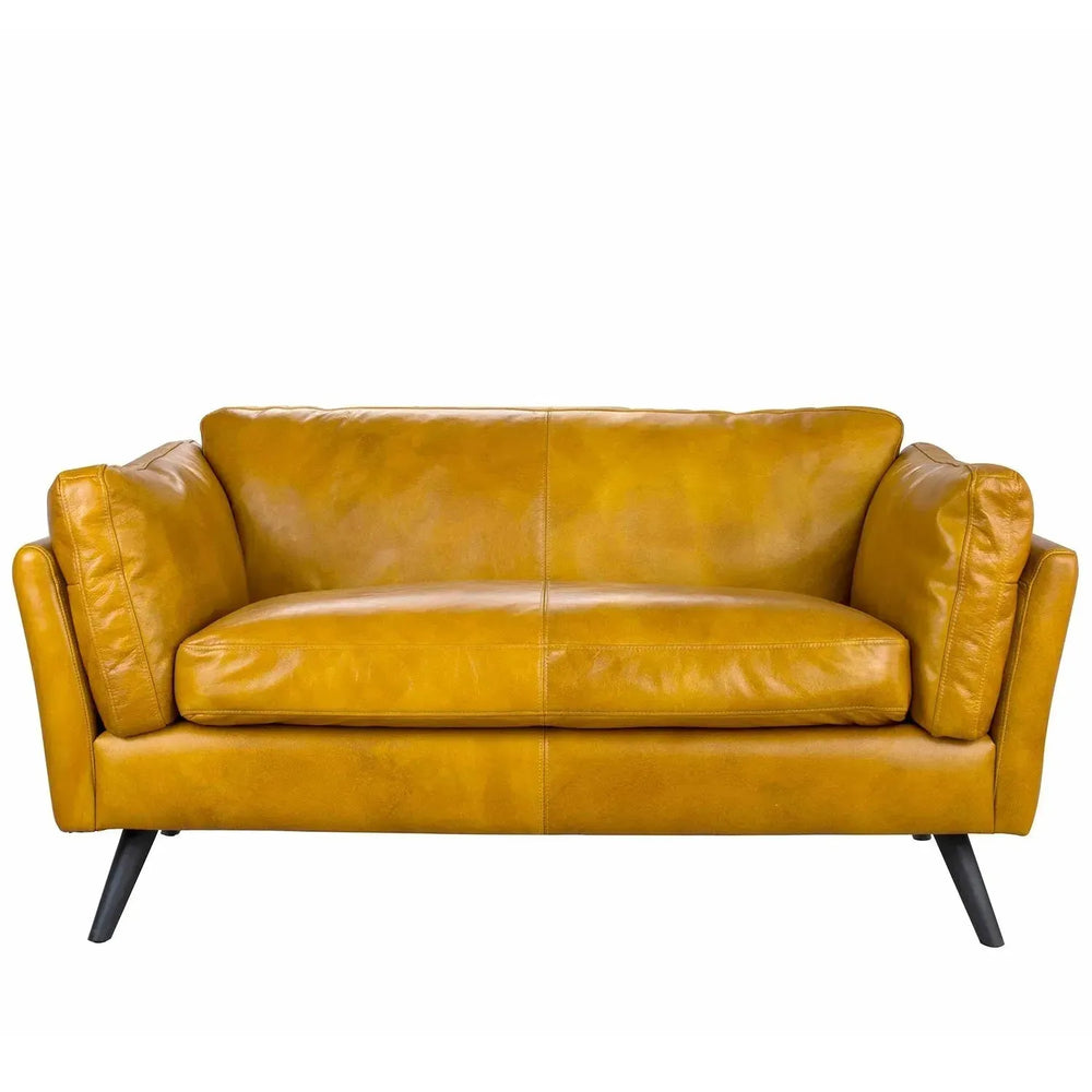 Vintage genuine leather 2 seater sofa magina in white background.