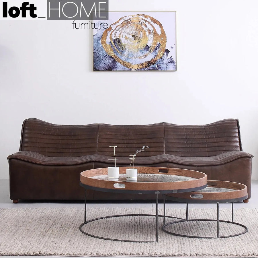 Vintage genuine leather 3 seater sofa airmaster primary product view.