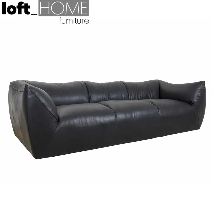 Vintage genuine leather 3 seater sofa beanbag in still life.
