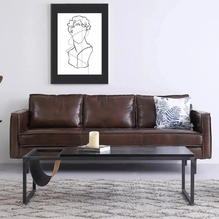 Vintage genuine leather 3 seater sofa belgian primary product view.