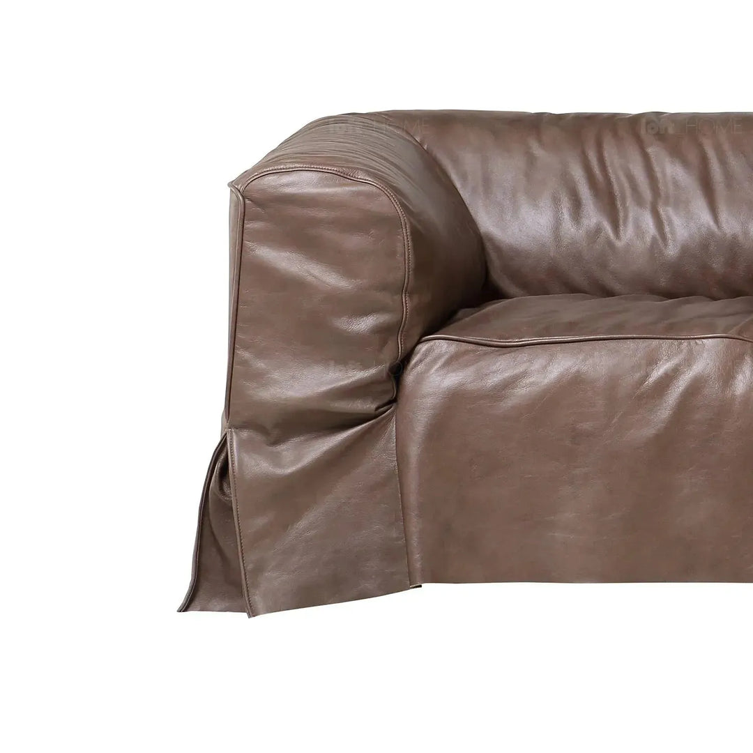 Vintage genuine leather 3 seater sofa eames layered structure.