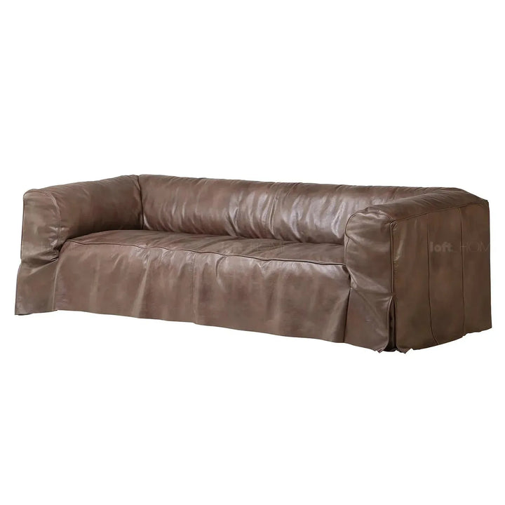 Vintage genuine leather 3 seater sofa eames in details.