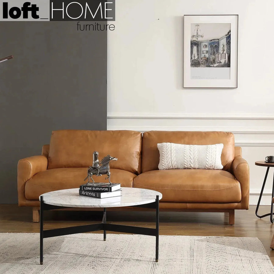 Vintage genuine leather 3 seater sofa rw and nut ter primary product view.