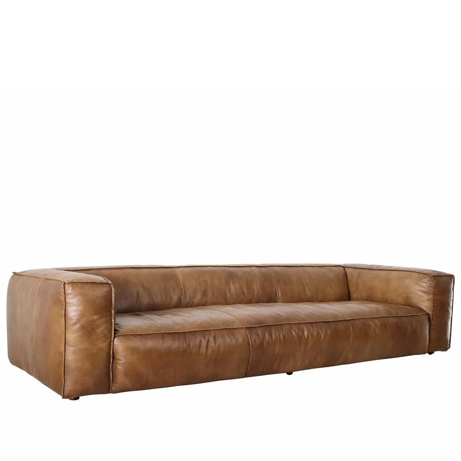 Vintage genuine leather 4 seater sofa antique master primary product view.