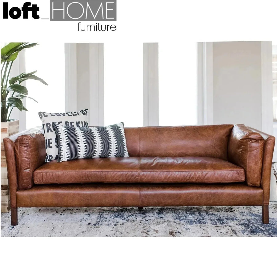 Vintage genuine leather 4 seater sofa reggio primary product view.