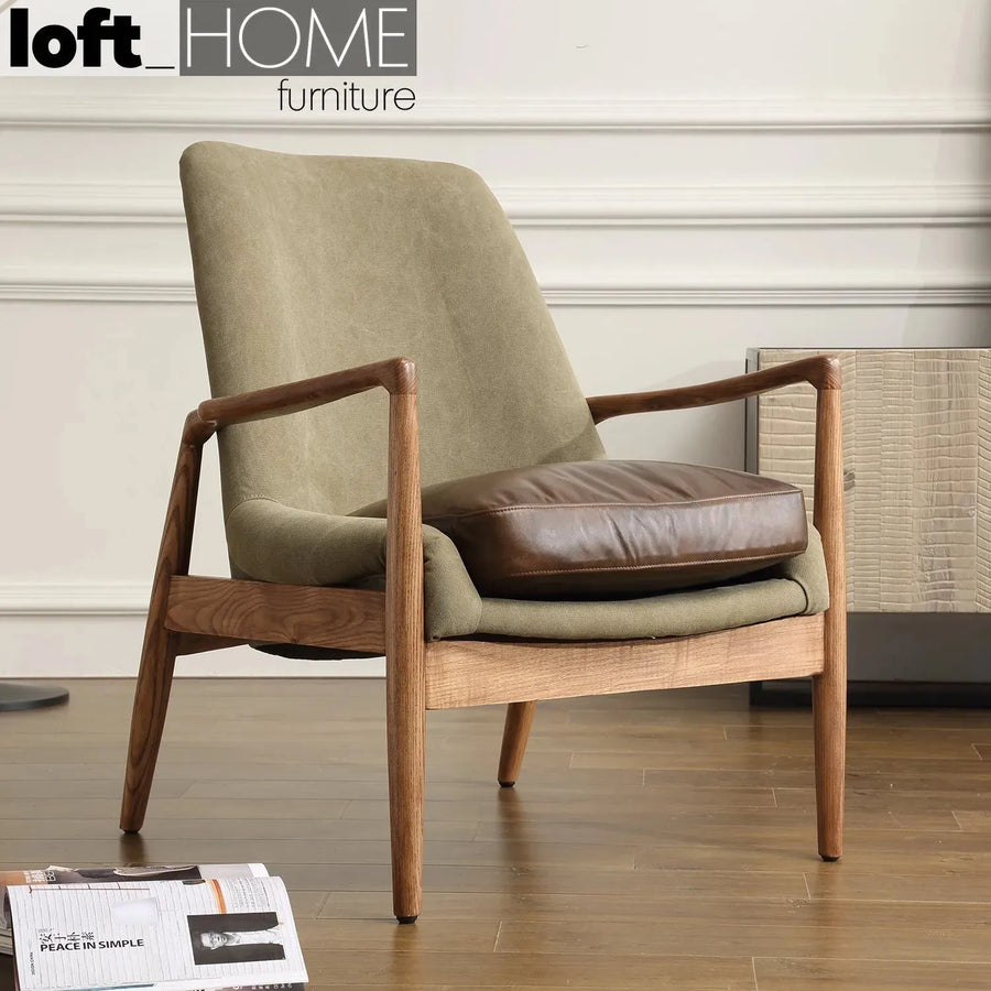Vintage genuine leather and canvas 1 seater sofa barton primary product view.